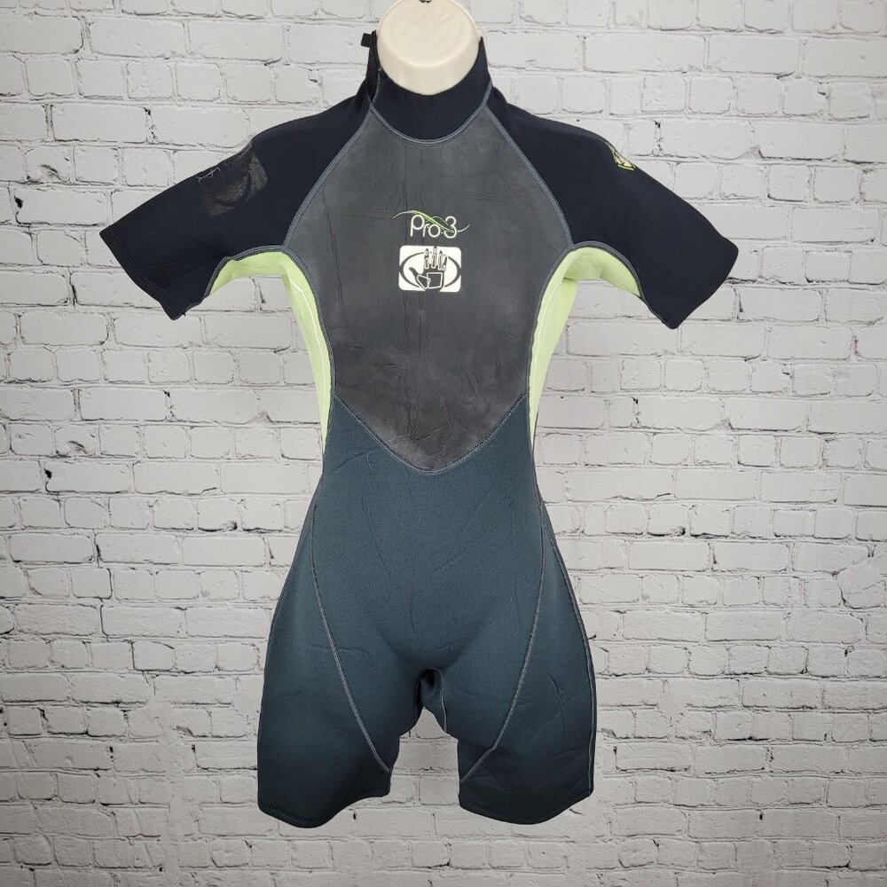 NWT Body Glove Black Green Pro 3 2.1mm Back Zip Shorty Springsuit Wetsuit 5/6